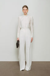 High-Waisted Wide-Leg Trousers in Lightweight Wool-Blend with Tailored Front Crease