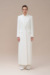 Tailored Longline Coat with Notched Lapels and Structured Wool Blend Silhouette