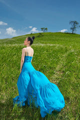 Silk Cut-Out Maxi Dress with Ruched Bodice and Flowing Hem – Elegant Resortwear Silhouette