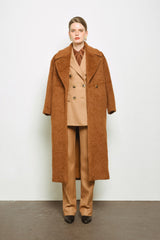 Textured Wool-Blend Coat With Oversized Lapels And Double-Breasted Silhouette