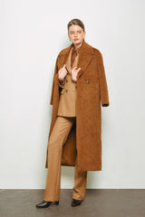 Textured Wool-Blend Coat With Oversized Lapels And Double-Breasted Silhouette