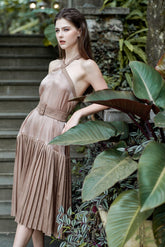 Tracy Halter Neck Open Back Midi Dress