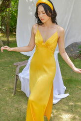 Olivia Open Back Silk Slip Dress