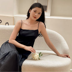 Silk Organza Tiered Midi Dress with Spaghetti Straps and Flowing Lightweight Silhouette