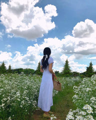 Silk Organza Midi Dress with Sweetheart Neckline and Side Slit for Elegant Summer Styling