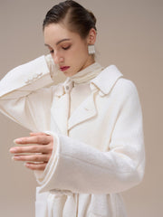 Short Belted Trench Coat With Sculptural Cape Back And Modern Collar