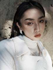 Short Belted Trench Coat With Sculptural Cape Back And Modern Collar