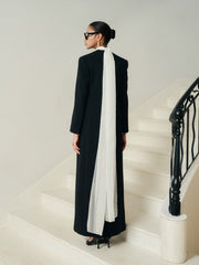 Longline Structured Coat With Full-Length Drape Detail and Tailored Crepe Finish