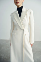 Tailored Wool Maxi Coat With Notched Lapels And Streamlined Silhouette For Elevated Styling