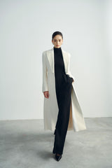Tailored Wool Maxi Coat With Notched Lapels And Streamlined Silhouette For Elevated Styling