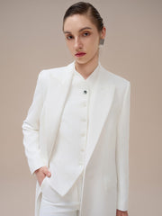 Tailored Longline Coat with Notched Lapels and Structured Wool Blend Silhouette