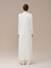 Tailored Longline Coat with Notched Lapels and Structured Wool Blend Silhouette