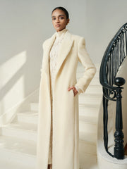 Structured Alpaca Long Coat With Tailored Lapel and Minimal Hidden Closure