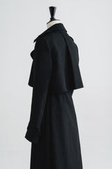 Double-Breasted Wool Blend Trench Coat with Epaulettes and Detachable Belted Waist