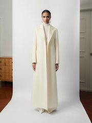 Double-Breasted Long Coat With Structured Shoulders And Peak Lapels For Elevated Layering Looks
