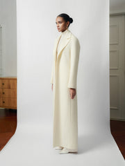 Double-Breasted Long Coat With Structured Shoulders And Peak Lapels For Elevated Layering Looks