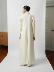 Double-Breasted Long Coat With Structured Shoulders And Peak Lapels For Elevated Layering Looks