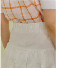 A-Line Poplin Skirt with Wide Waistband and Textured Panel Detailing