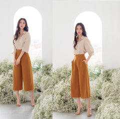 Relaxed Silk Button-Down Shirt with Half Sleeves