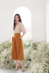 Relaxed Silk Button-Down Shirt with Half Sleeves