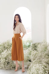 Relaxed Silk Button-Down Shirt with Half Sleeves