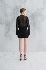Satin Draped Mini Skirt With Side Knot Detail And Invisible Back Zipper Closure