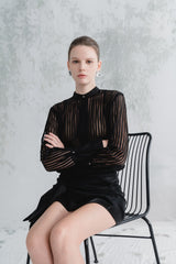 Satin Draped Mini Skirt With Side Knot Detail And Invisible Back Zipper Closure