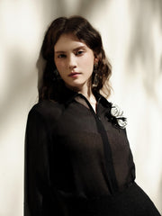 Flared High-Waisted Semi-Sheer Linen Skirt With Flowing Full-Length Silhouette