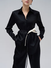 Wide-Leg Satin Pants With High Waistband and Flowing Silhouette for Elegant Styling