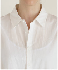 Crisp Button-Front Midi Poplin Dress with Gathered Waist