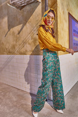 Silk Blouse with Puff Sleeves and Button Detailing – Elegant Long Sleeve Women’s Top