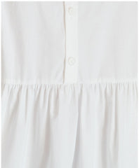 Crisp Button-Front Midi Poplin Dress with Gathered Waist