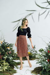 Square Neck Silk Blouse with Puff Sleeves and Fitted Bodice for Elegant Styling