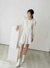Silk shirt dress with pleated front detail and long sleeves for an elegant tailored look