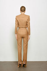 Cropped Tailored Blazer With Sharp Shoulders And Structured Hourglass Fit