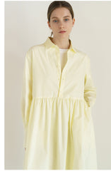 Crisp Collared Midi Shirt Dress with Gathered Waist