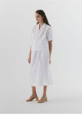 Short Sleeve Linen Shirt with Notch Collar for Women