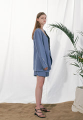 High-Waisted Linen Shorts with Front Pleats and Tailored Hem