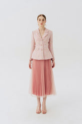 Stacy 薄纱褶皱中长裙