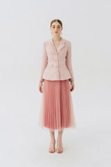 Stacy Tulle Pleated Midi Skirt