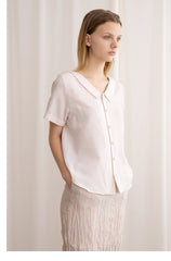 Reversible Button-Up Linen Top with Sailor Collar – Sarah Luton Luxury Womenswear