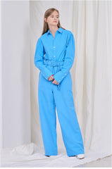 High-Waisted Wide-Leg Linen Trousers with Belt Detail