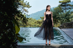 Robe longue bustier en tulle Laura