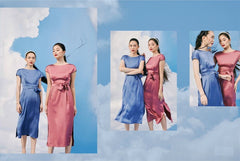 Cap Sleeve Midi Dress in Pure Silk with Waist Tie Detail