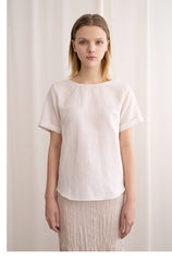 Reversible Button-Up Linen Top with Sailor Collar – Sarah Luton Luxury Womenswear
