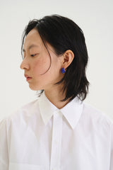 Relaxed Fit Linen and Cotton Poplin Shirt with Short Sleeves and Back Tie Detail