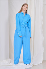 High-Waisted Wide-Leg Linen Trousers with Belt Detail