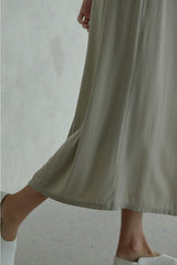 Cotton Maxi Dress with Scoop Neckline and Gathered Empire Waist
