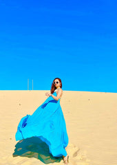 Silk Maxi Dress with Front Cut-Out and Flowing Skirt – Elegant Ruched Bodice Resortwear Gown