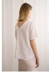 Reversible Button-Up Linen Top with Sailor Collar – Sarah Luton Luxury Womenswear